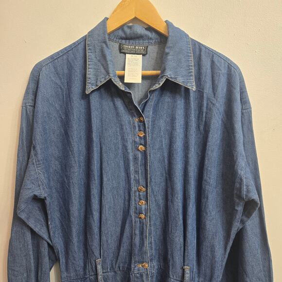 Chorus Blues Vintage 90s Western Country Cottage Denim Button Up Maxi Dress 8 - Picture 2 of 12